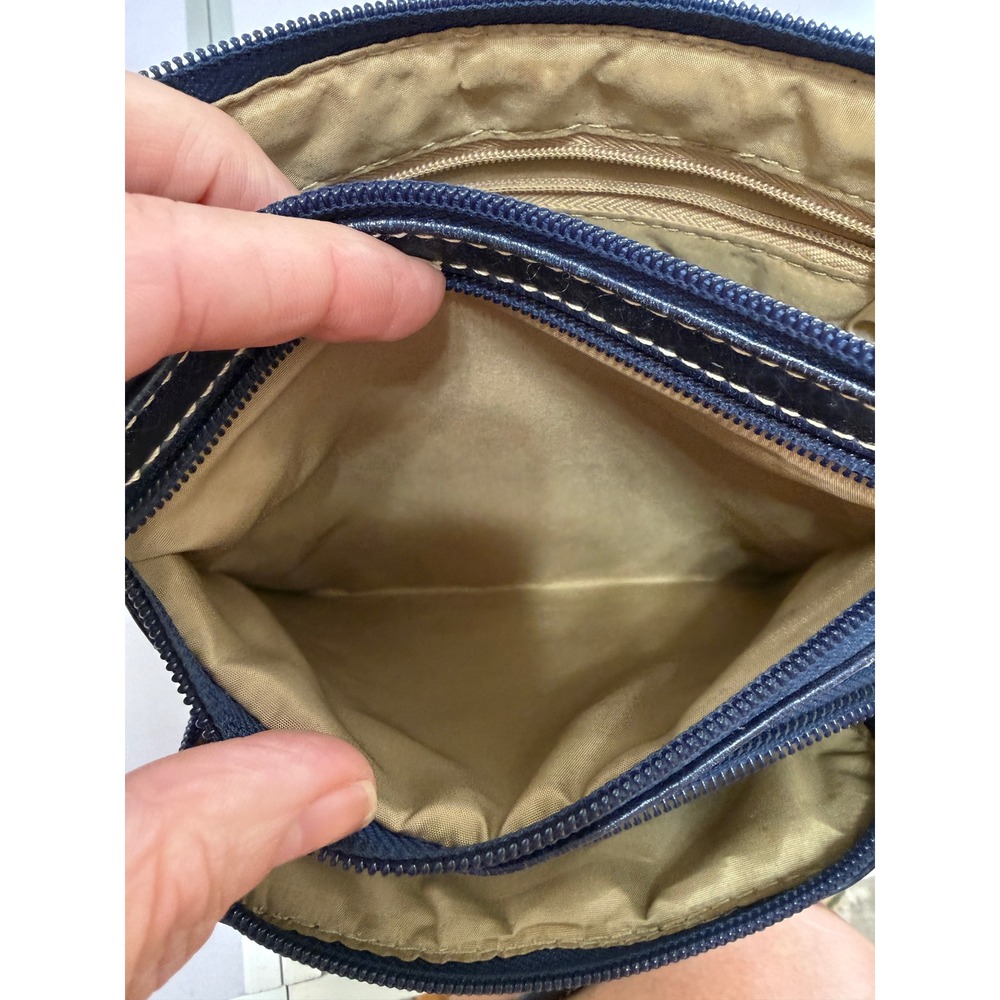 Giani Bernini Navy Blue Genuine Leather Crossbody Bag 9x6 Multi Pocket Purse - Picture 6 of 14